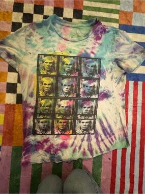 Andy Warhol Tie-Dye Graphic Tee in Purple, Green & Pink